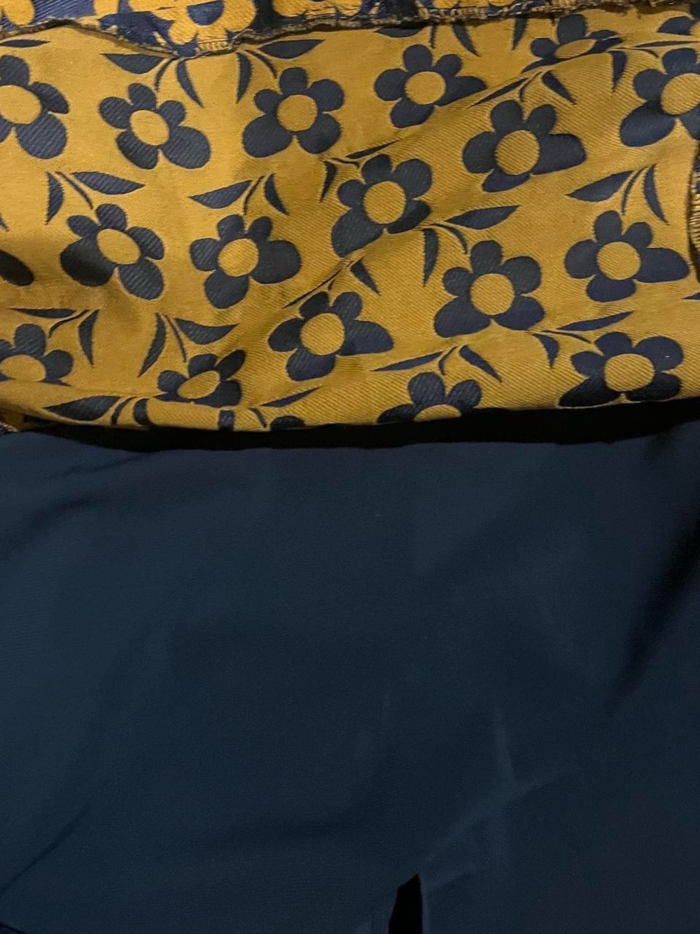 Vintage Navy and Mustard Floral Fit-and-Flare Dress with White Collar - Picture 5 of 5